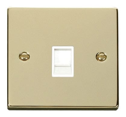 Polished Brass - White Inserts Polished Brass Rj11 Socket - White Trim