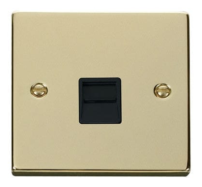 Polished Brass - Black Inserts Polished Brass Master Telephone Single Socket - Black Trim