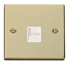 Polished Brass - White Inserts Polished Brass Secondary Telephone Single Socket - White Trim