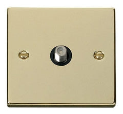 Polished Brass - Black Inserts Polished Brass Satellite Socket 1 Gang - Black Trim