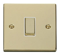 Polished Brass - White Inserts Polished Brass 10A 1 Gang 2 Way Ingot Light Switch - White Trim