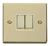 Polished Brass - White Inserts Polished Brass 10A 2 Gang 2 Way Ingot Light Switch - White Trim