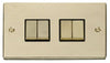 Polished Brass - Black Inserts Polished Brass 10A 4 Gang 2 Way Ingot Light Switch - Black Trim