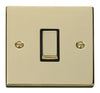 Polished Brass - Black Inserts Polished Brass 10A 1 Gang Intermediate Ingot Light Switch - Black Trim