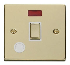 Polished Brass - White Inserts Polished Brass 1 Gang 20A Ingot DP Switch With Flex With Neon - White Trim