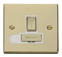 Polished Brass - White Inserts Polished Brass 13A Fused Ingot Connection Unit Switched With Flex - White Trim