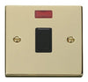 Polished Brass - Black Inserts Polished Brass 1 Gang 20A DP Switch With Neon - Black Trim