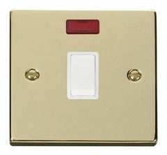 Polished Brass - White Inserts Polished Brass 1 Gang 20A DP Switch With Neon - White Trim