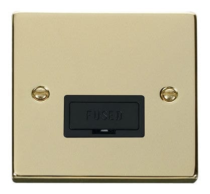 Polished Brass - Black Inserts Polished Brass 13A Fused Connection Unit - Black Trim