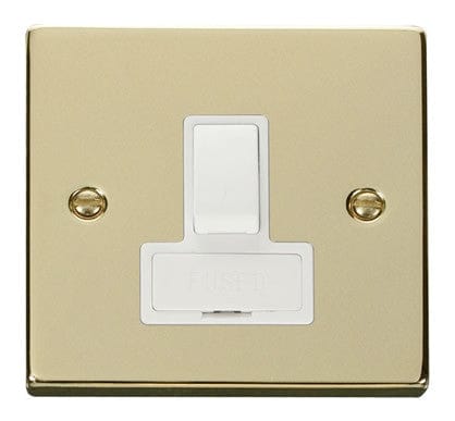 Polished Brass - White Inserts Polished Brass 13A Fused Connection Unit Switched - White Trim