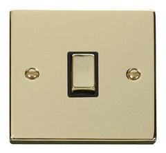 Polished Brass - Black Inserts Polished Brass 1 Gang 20A Ingot DP Switch - Black Trim