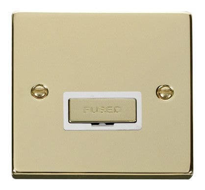 Polished Brass - White Inserts Polished Brass 13A Fused Ingot Connection Unit - White Trim