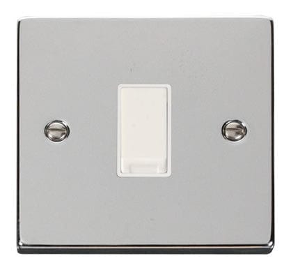 Polished Chrome - White Inserts Polished Chrome 10A 1 Gang Intermediate Light Switch - White Trim