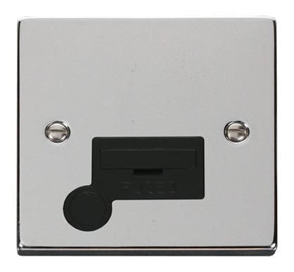 Polished Chrome - Black Inserts Polished Chrome 13A Fused Connection Unit With Flex - Black Trim