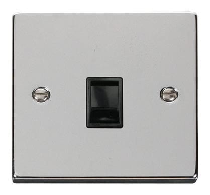 Polished Chrome - Black Inserts Polished Chrome Rj11 Socket - Black Trim