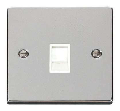 Polished Chrome - White Inserts Polished Chrome Rj11 Socket - White Trim