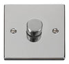 Polished Chrome - White Inserts Polished Chrome 1 Gang 2 Way LED 100W Trailing Edge Dimmer Light Switch