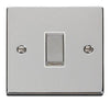 Polished Chrome - White Inserts Polished Chrome 10A 1 Gang 2 Way Ingot Light Switch - White Trim