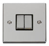 Polished Chrome - Black Inserts Polished Chrome 10A 2 Gang 2 Way Ingot Light Switch - Black Trim