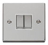 Polished Chrome - White Inserts Polished Chrome 10A 2 Gang 2 Way Ingot Light Switch - White Trim