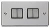 Polished Chrome - Black Inserts Polished Chrome 10A 4 Gang 2 Way Ingot Light Switch - Black Trim