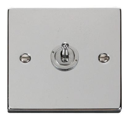 Polished Chrome - White Inserts Polished Chrome 1 Gang 2 Way 10AX Toggle Light Switch