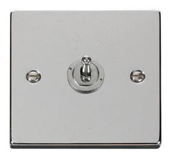 Polished Chrome - White Inserts Polished Chrome 1 Gang 2 Way 10AX Toggle Light Switch