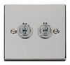 Polished Chrome - White Inserts Polished Chrome 2 Gang 2 Way 10AX Toggle Light Switch