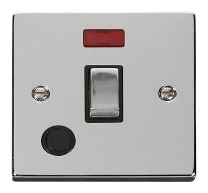 Polished Chrome - Black Inserts Polished Chrome 1 Gang 20A Ingot DP Switch With Flex With Neon - Black Trim