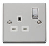 Polished Chrome - White Inserts Polished Chrome 1 Gang 13A DP Ingot Switched Plug Socket - White Trim