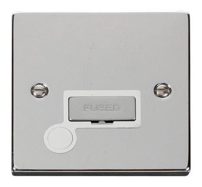 Polished Chrome - White Inserts Polished Chrome 13A Fused Ingot Connection Unit With Flex - White Trim