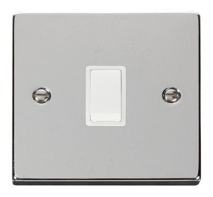 Polished Chrome - White Inserts Polished Chrome 1 Gang 20A DP Switch - White Trim