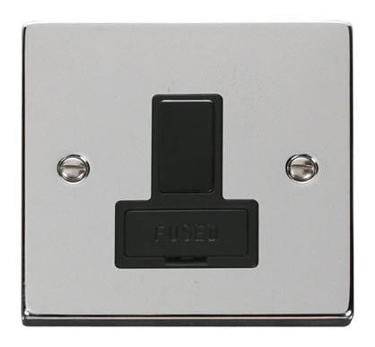 Polished Chrome - Black Inserts Polished Chrome 13A Fused Connection Unit Switched - Black Trim