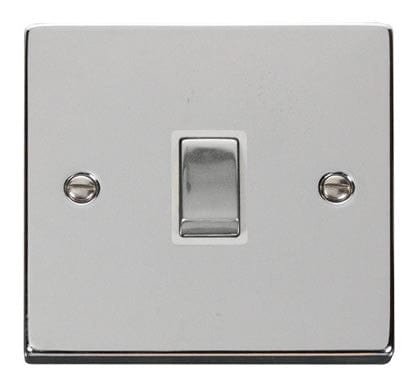 Polished Chrome - White Inserts Polished Chrome 1 Gang 20A Ingot DP Switch - White Trim