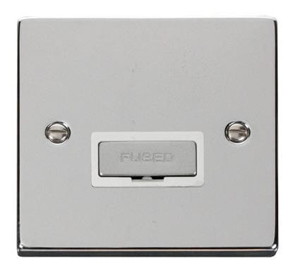 Polished Chrome - White Inserts Polished Chrome 13A Fused Ingot Connection Unit - White Trim