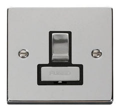 Polished Chrome - Black Inserts Polished Chrome 13A Fused Ingot Connection Unit Switched - Black Trim