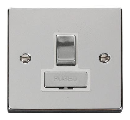 Polished Chrome - White Inserts Polished Chrome 13A Fused Ingot Connection Unit Switched - White Trim