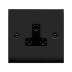 Matt Black - Black Inserts Matt Black 1 Gang 5A Round Pin Socket - Black Trim