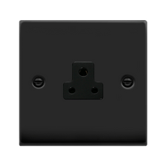 Matt Black - Black Inserts Matt Black 1 Gang 2A Round Pin Socket - Black Trim