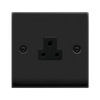 Matt Black - Black Inserts Matt Black 1 Gang 2A Round Pin Socket - Black Trim