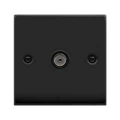 Matt Black - Black Inserts Matt Black 1 Gang Single Coaxial TV Socket - Black Trim