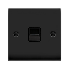 Matt Black - Black Inserts Matt Black Master Telephone Single Socket - Black Trim