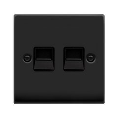 Matt Black - Black Inserts Matt Black Master Telephone Twin Socket - Black Trim