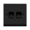 Matt Black - Black Inserts Matt Black Master Telephone Twin Socket - Black Trim