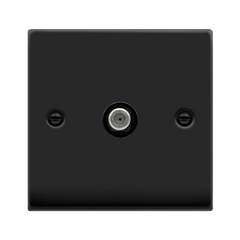 Matt Black - Black Inserts Matt Black Satellite Socket 1 Gang - Black Trim