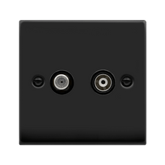 Matt Black - Black Inserts Matt Black Satellite And Isolated Coaxial 1 Gang Socket - Black Trim