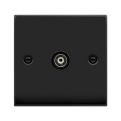 Matt Black - Black Inserts Matt Black Single Isolated Coaxial Socket - Black Trim