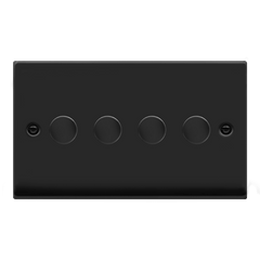 Matt Black - Black Inserts Matt Black 4 Gang 2 Way LED 100W Trailing Edge Dimmer Light Switch