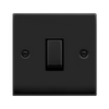 Matt Black - Black Inserts Matt Black 10A 1 Gang 2 Way Ingot Light Switch - Black Trim