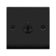 Matt Black - Black Inserts Matt Black 1 Gang 2 Way 10AX Toggle Light Switch